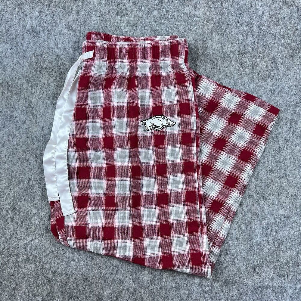 Arkansas Razorbacks Women's Pajama Pants Metallic Plaid Lounge Sleepwear Size XL
